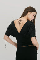 Paloma Deep-V Ruched 3/4 Sleeve Top