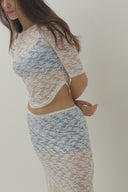 Delilah Boatneck 3/4 Sheer Lace Sleeve Top