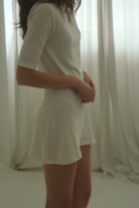 Camille Keyhole 3/4 Sleeve Mini Dress