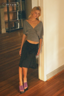 Paloma Deep-V Ruched 3/4 Sleeve Top