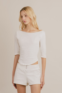 Colette 3/4 Sleeve Boat Neck Top