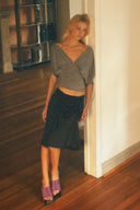 Paloma Deep-V Ruched 3/4 Sleeve Top