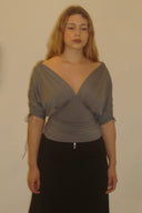 Paloma Deep-V Ruched 3/4 Sleeve Top