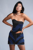 DENIM SWIRL CORSET TOP