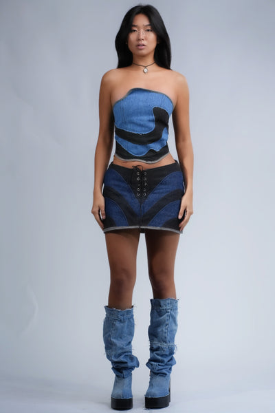 DENIM CURVE TOP
