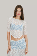 Delilah Boatneck 3/4 Sheer Lace Sleeve Top