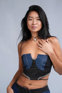 RECYCLED DENIM DIAMOND TOP