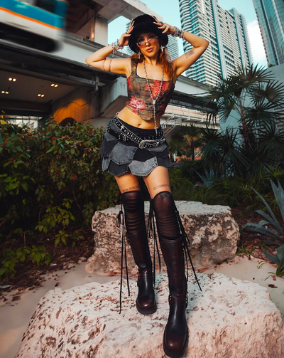 RECYCLED DNM COBALT SHORT SKIRT