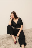 Paloma Deep-V Ruched 3/4 Sleeve Top