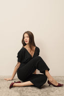Paloma Deep-V Ruched 3/4 Sleeve Top